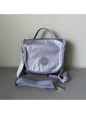 Kipling New Kichirou Lunch Bag in Metallic Purple NWT